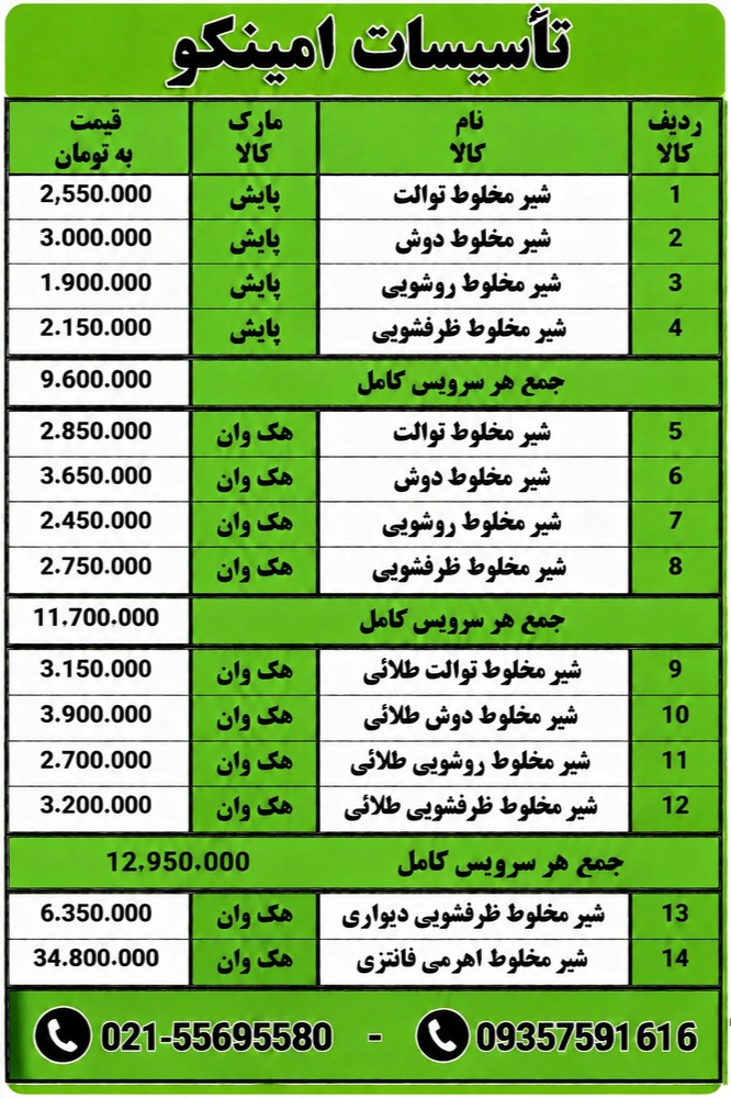 شیرآلات بهداشتی پایش و هک‌وان